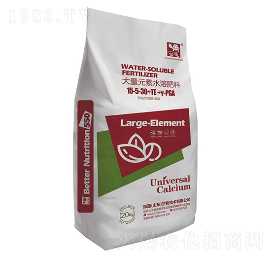大量元素水溶肥料15-5-30+TE-金龜-深藍生物