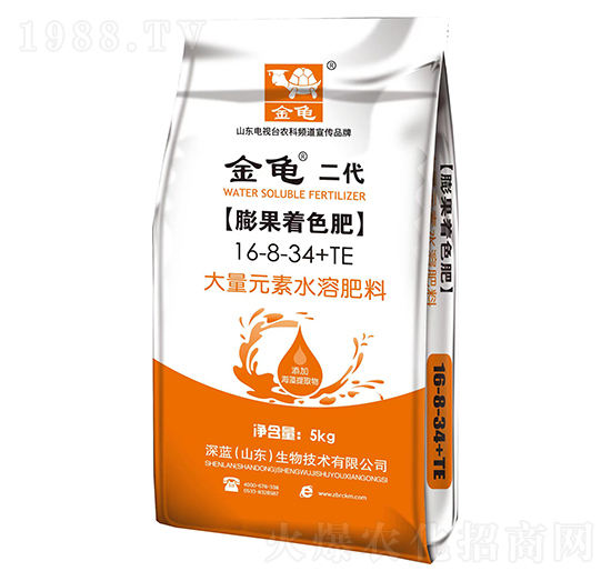 膨果著色大量元素水溶肥料16-8-34+TE-金龜二代-深藍生物