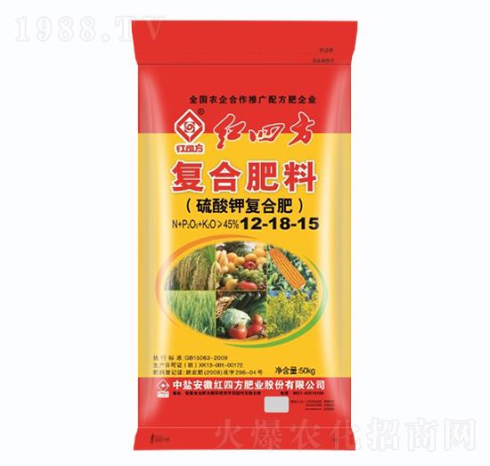 硫酸鉀復(fù)合肥料12-18-15-紅四方