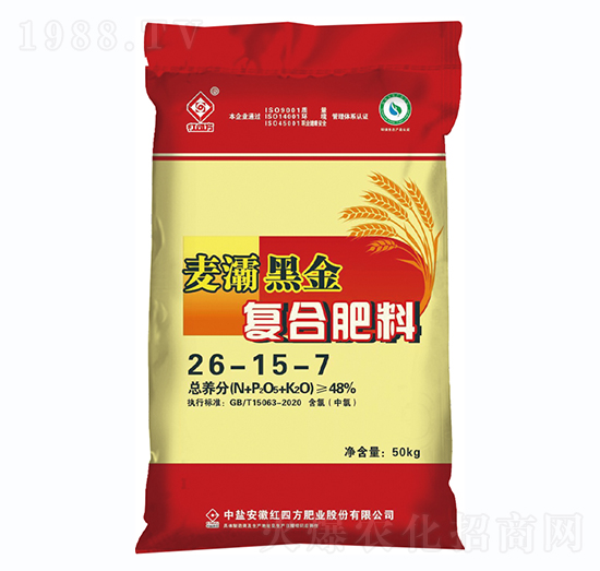 小麥專用腐植酸復合肥料26-15-7-麥灞黑金-紅四方