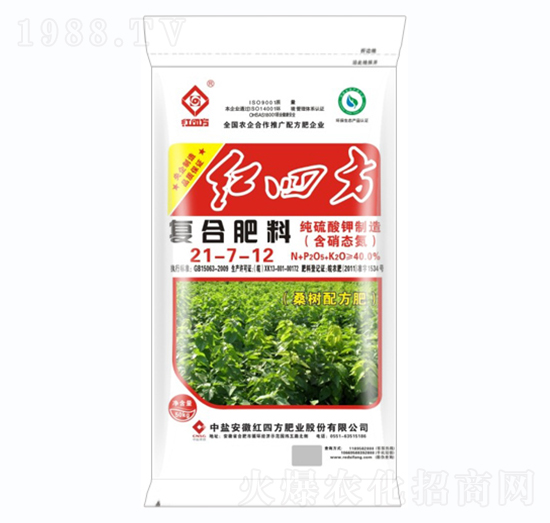 桑樹適用純硫酸鉀雙硫基含硝態(tài)氮復合肥料21-7-12-紅四方