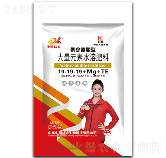 5kg聚谷氨酸型大量元素水溶肥料19-19-19+Mg+TE-云冠石-中德益農(nóng)